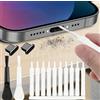 Generic Kit per la pulizia della porta di ricarica del telefono, strumenti di rimozione della polvere per porte USB e altoparlanti, spazzole anti-intasamento con tappi antipolvere per iPhone, Android, laptop