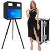 JIAQINMOTD Macchina fotografica portatile DSLR con touch screen da 21,5 (nero, cabina | Mini PC integrato, altezza regolabile, luce di riempimento, custodia da volo, foto a specchio per eventi di festa di nozze