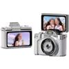Evenoonest per mini fotocamera digitale CCD con schermo a flip, fotocamera portatile per studenti con immagini ad alta definizione, design ABS per viaggi (bianco)