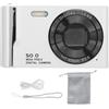 PUNELE Fotocamera digitale da 50 MP, 4 K, zoom 16x, messa a fuoco automatica AF con flash, per viaggi, schermo LCD da 2,8 pollici (bianco)