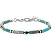 COAI Bracciale da Uomo in Pietra Nera e Pietre Naturali, Bracciale di Perline di Pietre Dure e Acciaio Inox da Uomo