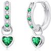 Bewenda Orecchini a cerchio in argento per donne e ragazze, orecchini a cerchio in argento Sterling 925 con ciondolo a forma di cuore, ipoallergenici, orecchini a cerchio eleganti con zirconia cubica