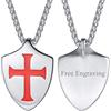 FaithHeart Collana da Uomo Personalizzato Sigillo Cavalieri Templari in Acciaio Inossidabile Collana con Croce di Gerusalemme Scudo Gioielli Religiosi Personalizzabili