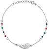 Aka Gioielli® - Bracciale Ala d'Angelo in Argento Sterling 925 Rodiato con Pietre Colorate per Donna e Ragazza