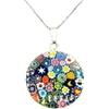 LE GEMME DI VENEZIA Collana Donna Con Pendente Murrina Milefiori Venezia In Vetro Originale Di Murano E Argento 925 Colore Oro Diametro 26N OR
