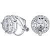 Bling Jewelry Orecchini A Clip Tradizionali Classici 2Ct Taglio Brillante Rotondo AAA CZ Solitario Halo Per Donne Placcati In Oro Giallo O Argento Con Gemma Simulata Non Forata Colori Gioiello 7MM