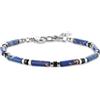 COAI Bracciale da Uomo in Pietra Nera e Pietre Naturali, Bracciale di Perline di Pietre Dure e Acciaio Inox da Uomo