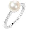 Morellato Anello da donna, Collezione Perla Essenziale, in argento 925‰., perla bianca, zirconi - SANH07012