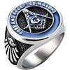 INRENG Anello da uomo in acciaio inox, stile vintage, massonico, biker, colore: blu