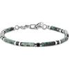 COAI Bracciale da Uomo in Pietra Nera e Pietre Naturali, Bracciale di Perline di Pietre Dure e Acciaio Inox da Uomo