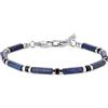 COAI Bracciale da Uomo in Pietra Nera e Pietre Naturali, Bracciale di Perline di Pietre Dure e Acciaio Inox da Uomo