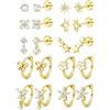 JeweBella 10 Paia Set Orecchini Acciaio Inossidabile Donna Anallergici Orecchini Cerchio Piccoli Bambina Piercing Orecchio Acciaio Chirurgico Nichel Free Cartilagine Helix Trago Piercing Oro Argento