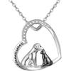 VONALA Collana con ciondolo a forma di gatto e cane, in argento Sterling 925, regalo per donne e ragazze, middle, Argento sterling, Zirconia cubica