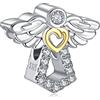 Rimgoris 925 Argento Sterling Charm Donna Bracciali Collana Cranio Cuore Rubino Ciondolo Due Toni Oro Rosa Cuore Gemma Ciondolo Interlock Doppie Stelle e Luna Chiave Angelo Ala Amore Viola