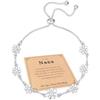 FUNTE Braccialetto in argento Sterling con margherita e biglietto regolabile dell'amicizia, braccialetto in argento per donne, gioielli per compleanno, regalo di Natale per lei/mamma/nipote/nana