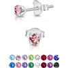 DTPsilver Orecchini Punto Luce Argento 925 - Donna Piccoli Con Brillantini di Vero Cristallo Austriaco - Punti Luce Lobo Colorati