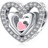 Rimgoris 925 Argento Sterling Charm Donna Bracciali Collana Cranio Cuore Rubino Ciondolo Due Toni Oro Rosa Cuore Gemma Ciondolo Interlock Doppie Stelle e Luna Chiave Angelo Ala Amore Viola