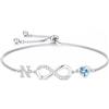Turandoss Braccialetto Infinity da donna e ragazza, placcato in oro bianco 14 carati, con zirconia cubica, regolabile, con lettere dalla A alla Z, regalo di compleanno per donne, ragazze, fidanzate