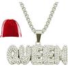 CJKDXDH Collana con ciondolo a forma di lettera regina con strass scintillanti, catena da tennis con cristalli brillanti, per feste e matrimoni