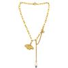 EF Jewels Collana Donna Oro Lariat - Catena Paperclip con Farfalla Perla e Cristallo - Collana Y Chain Acciaio Ipoallergenica Stile Boho