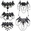 ASTER 5 Pezzi Choker Donna Collana in Pizzo di Halloween Set Cravatta in Pizzo Gotico Vintage Nero Vittoriano Steampunk Gioielli Festa Matrimonio Principessa