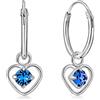 DTPsilver Orecchini Cuore Pendenti Argento 925 con Brillantini Punto Luce di Cristallo 3 mm - Orecchini Cerchietto Donna Pendenti - Anallergici per Pelli Sensibili - Spessore : 1.2 mm - Diametro: 12 mm