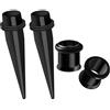 HEKEUOR Kit di dilatatori per orecchio in acciaio da 9 mm, 2 dilatatori in acciaio, 2 tunnel in acciaio, dimensioni tra 0 g (8 mm) e 00 g (10 mm)