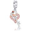 Rimgoris 925 Charm in argento sterling per bracciali da donna collana Charm per bracciale da donna con chiave cuore d'amore in oro rosa