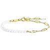 NADIR Bracciale Unisex Marlù catena figaro Acciaio Oro e perle irregolari 33BR0046G-W