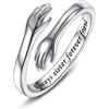 Wonvin Collection Anello da donna in argento Sterling 925, con scritta I Love You Forever Love You Mother, idea regalo per sorelle e sorelle, con incisioni e mani aperte, idea regalo