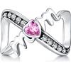Rimgoris 925 Charm in argento sterling per le donne bracciali collana in oro rosa Festa della mamma Cuore Ruby Mamma Cuore Luna Madre Figlia Fortuna Quadrifoglio Amicizia