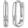 LAYCHEN Orecchini A Cerchio Quadrati Con Moissanite, Piercing Minimalista A Forma Di U, Con Fibbia D, Colore Vvs1, Originali Per Donne, Regalo Quotidiano.