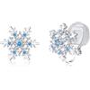 QUKE Women 925 Sterling Silver CZ Crystal Snowflake Shape Pierced Stud Earrings For Women Girls