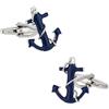 Cuff-Daddy Gemelli a forma di ancora in corda nautica, colore: blu navy Cuff-Daddy, Ottone rodiato