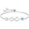 Turandoss Braccialetto Infinity da donna e ragazza, placcato in oro bianco 14 carati, con zirconia cubica, regolabile, con lettere dalla A alla Z, regalo di compleanno per donne, ragazze, fidanzate