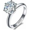 LWXLP Con credenziali che non sbiadiscono mai Anello in oro bianco 18 carati Anello rotondo con zirconi Diamant Accessori per fedi nuziali Gioielli classici da donna