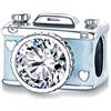 MEETCCY ZiNuo - Ciondolo da viaggio in argento Sterling 925, con cristalli smaltati blu e neri, per braccialetti e collane Pandora, compatibile con braccialetti europei