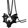 Cupimatch Collana in acciaio inox con pipistrello, stile gotico, punk | Ciondolo a forma di pipistrello, in acciaio inox, dettagliato, finitura anticata, accessorio per feste, uso quotidiano