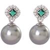 Miancheng Orecchini pendenti in argento Sterling 925 con zirconia cubica e perle grigie, per donne e ragazze (17 mm)