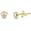DTPsilver Orecchini Punto Luce Oro - Orecchini Donna Argento 925 Placcati Oro con Brillantini di Cristallo - Orecchini Piccoli Oro - Orecchini Donna Colorati - Orecchini Lobo Donna - Orecchini Dorati
