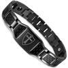 HCMA Braccialetto da uomo in acciaio inossidabile magnetico alla moda Bracciale in fibra di carbonio con pietra di germanio nero Bracciale antistress in acciaio inossidabile