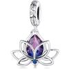 Fanona Ciondolo Charm Fiore di Loto in Argento Sterling 925 con Zirconi Viola per Braccialetto Pandora