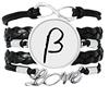 DIYthinker - Braccialetto in pelle intrecciata con alfabeto greco Beta, colore: nero