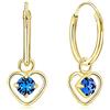 DTPsilver Orecchini Cuore Pendenti Argento 925 Placcati Oro 24K - Orecchini Dorati a Cerchio con Brillantini Punto Luce Colorati - Classici, Eleganti, Anallergici per Pelli Sensibili - Cerchietti Oro 14 mm