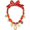 TOVABA, collana da donna con sciarpa in seta, catena in tessuto rosso con ciondolo a stella marina e conchiglia, gioiello bohémien per un look marittimo estivo e vacanziero