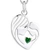 YL Collana Madre e Figlia Argento 925 e 12 Pietra portafortuna Zirconia Cubica Pendente Cuore per Mamma Donna,Catena 18-20CM