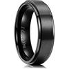 King Will BASIC - Anello in acciaio INOX placcato nero, 8 mm, finitura opaca e bordo smussato lucido, con incisione laser I Love You