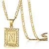 KissYan Collana con ciondolo a forma di lettera iniziale, per uomini e donne, placcata in oro 14 carati, con monogramma a capitale quadrato, in argento, alhpabets dalla A alla Z ro