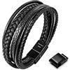 Speroto Bracciale da Uomo in Pelle Premium Nero/Marrone, Chiusura Magnetica in Acciaio Inossidabile, Idea Regalo per Uomo/Donna
