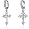 Jpltlvy Orecchino a forma di croce con zirconia cubica, stile hip hop, da indossare tutti i giorni, unisex, regalo per uomo e donna